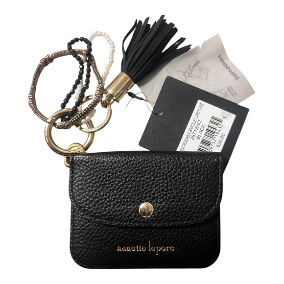 Nanette Lepore Accessories - Nanette Lepore NWT Black Key Holder wristlet wallet & vintage bracelet added